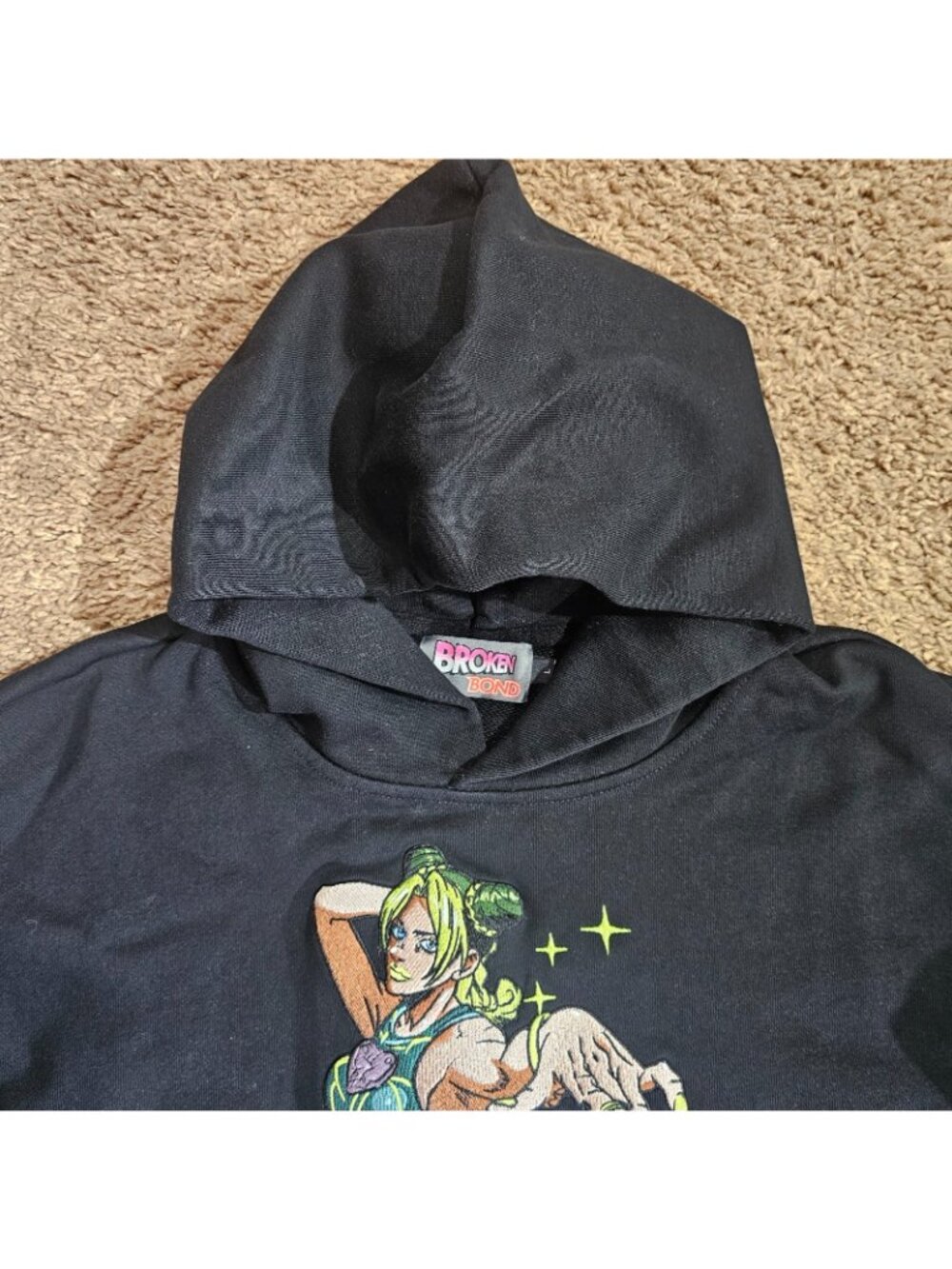 Broken Bond Hoodie L Black JoJos Bizarre Adventure Jolyne Cujoh Graphic Pullover - Picture 4 of 11